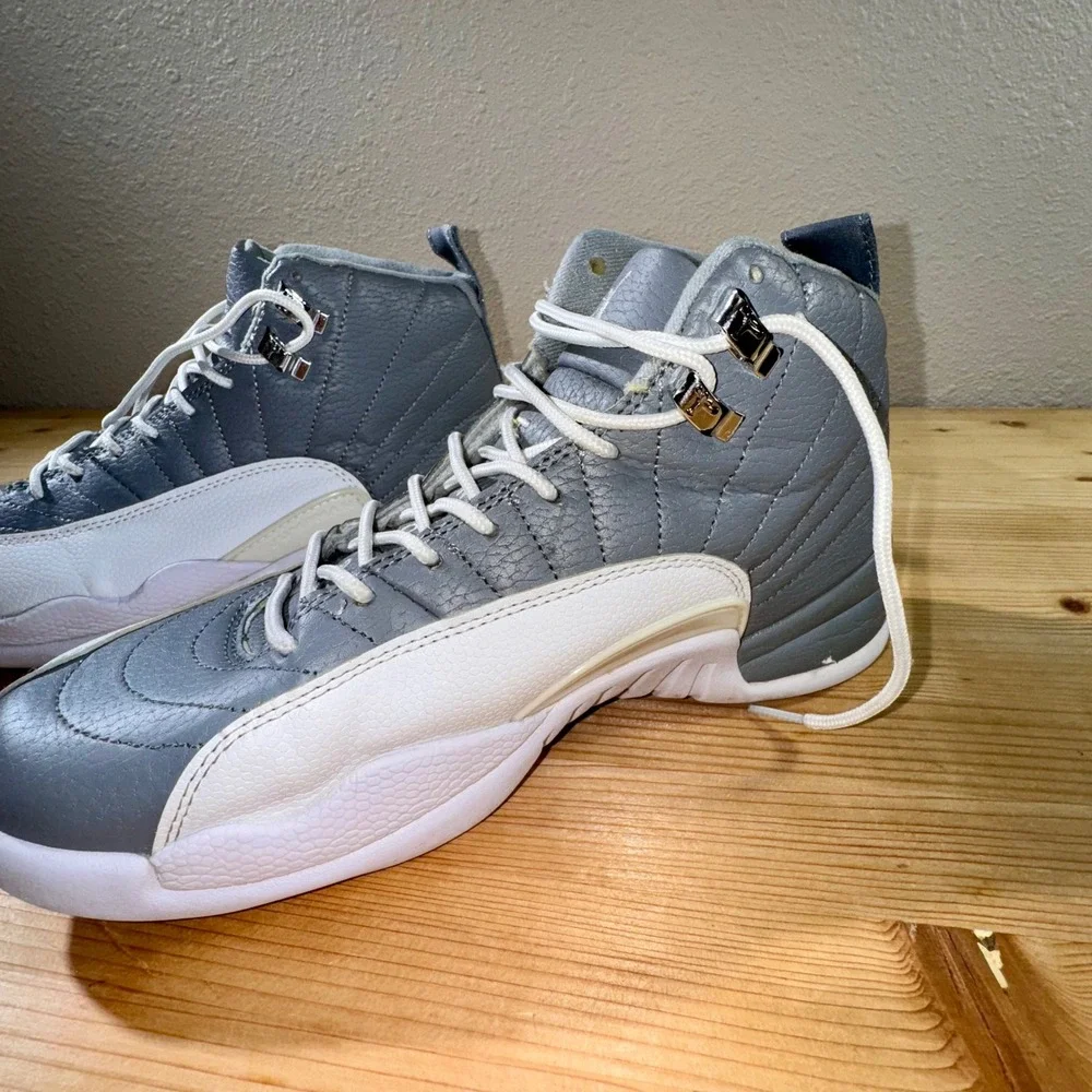Jordan 12 Retro Sneakers Stealth Gray White Leather Basketball Shoes‎ OG Size 7